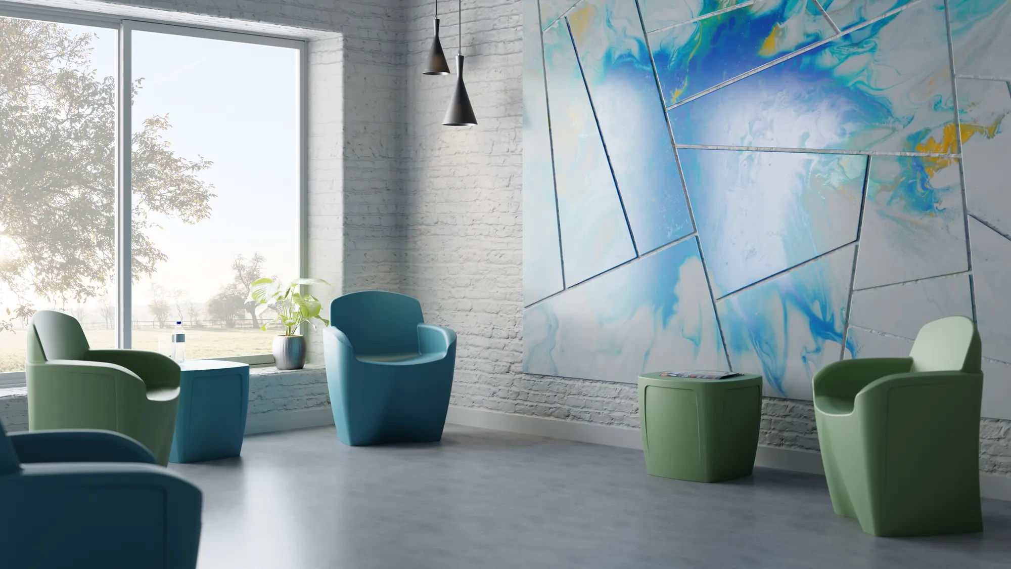 Rokmob® Sessel mit breiter Standfläche in einem Aufenthaltsraum
